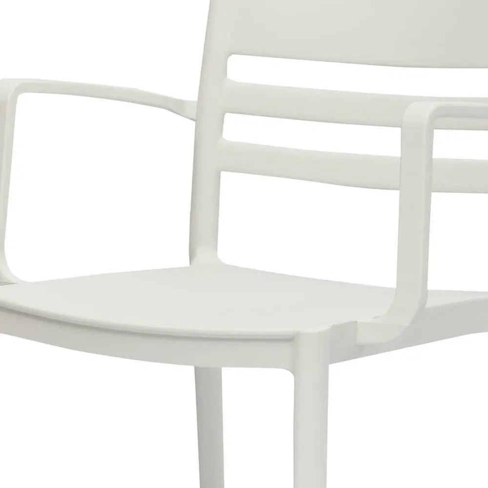 Set of Four White Heavy Duty Plastic Ladder Back Dining Arm Chairs Homeroots Kitchen & Dining