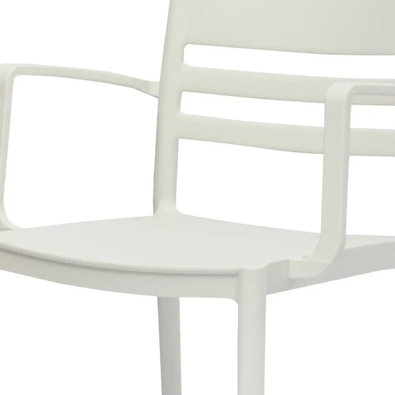 Set of Four White Heavy Duty Plastic Ladder Back Dining Arm Chairs Homeroots Kitchen & Dining