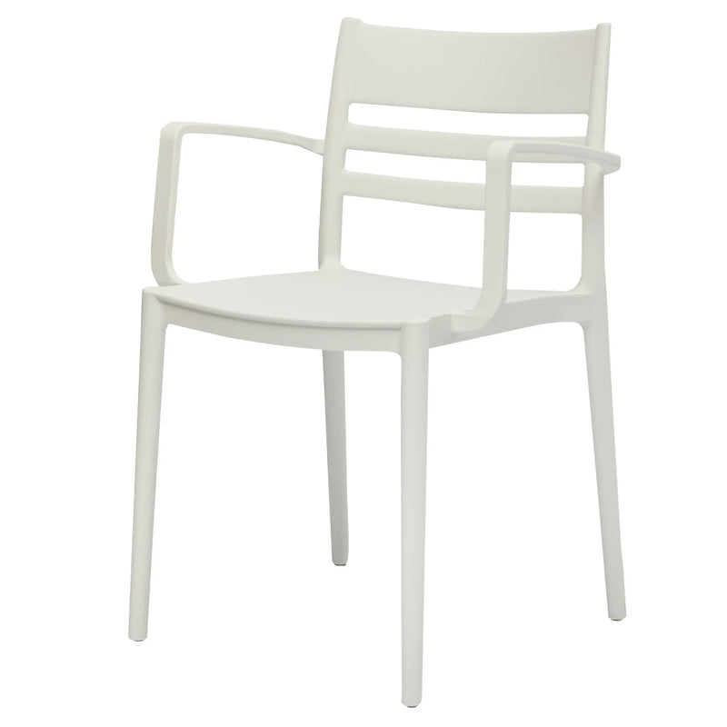 Set of Four White Heavy Duty Plastic Ladder Back Dining Arm Chairs Homeroots Kitchen & Dining