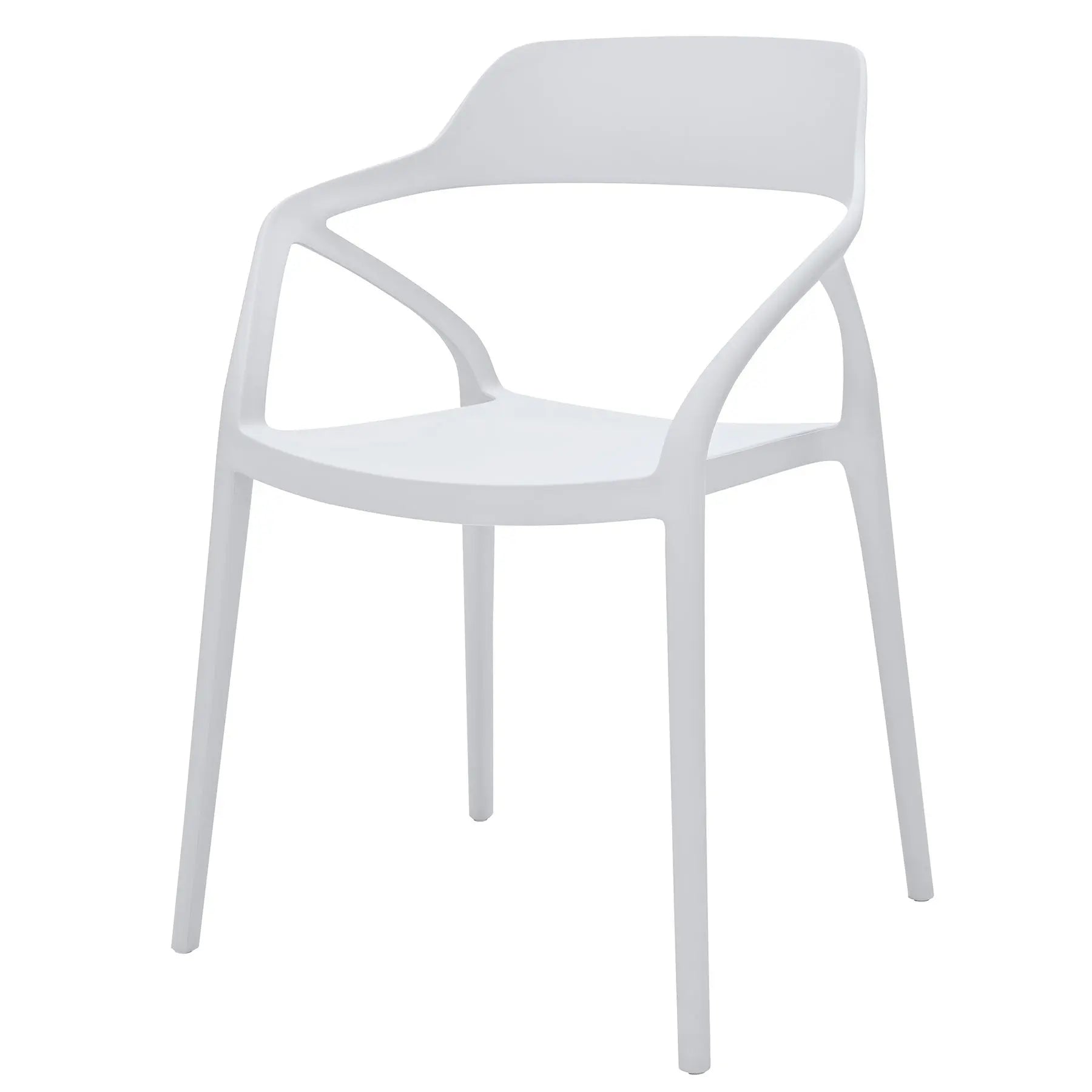 Set of Four White Heavy Duty Plastic Open Back Dining Arm Chairs Homeroots Kitchen & Dining