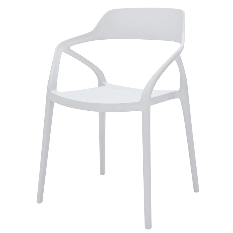 Set of Four White Heavy Duty Plastic Open Back Dining Arm Chairs Homeroots Kitchen & Dining