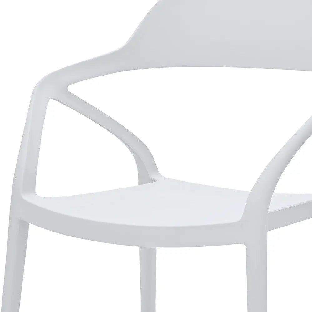 Set of Four White Heavy Duty Plastic Open Back Dining Arm Chairs Homeroots Kitchen & Dining