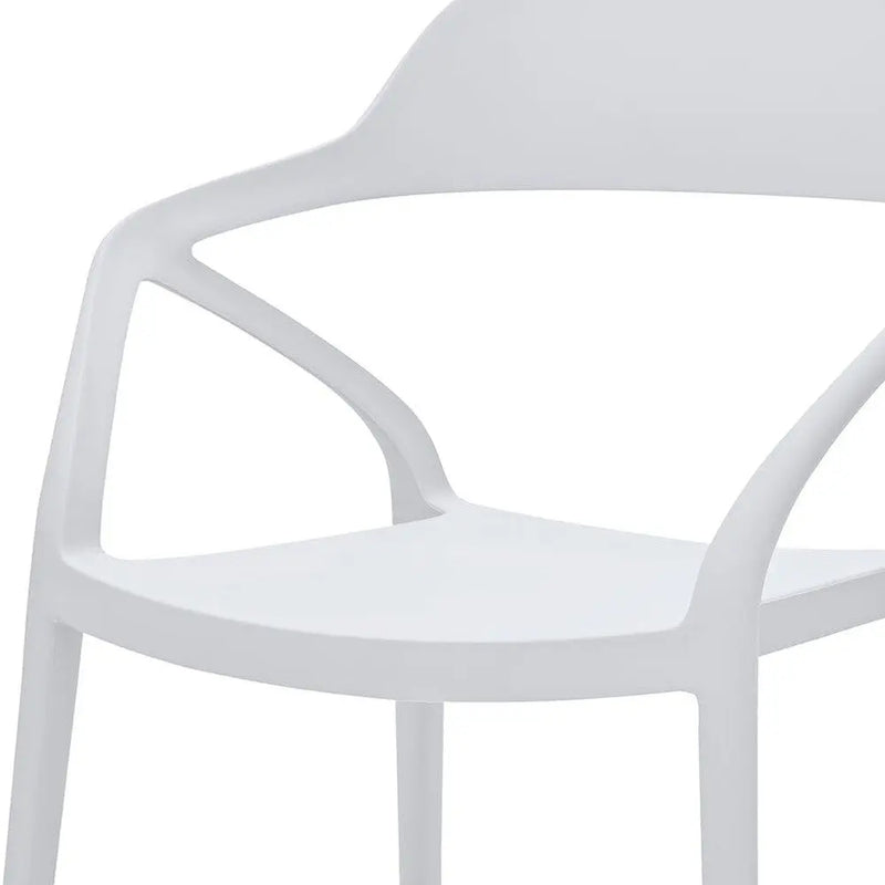 Set of Four White Heavy Duty Plastic Open Back Dining Arm Chairs Homeroots Kitchen & Dining