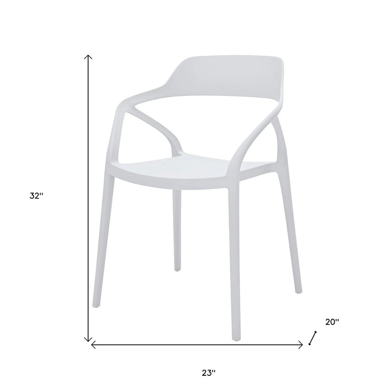 Set of Four White Heavy Duty Plastic Open Back Dining Arm Chairs Homeroots Kitchen & Dining