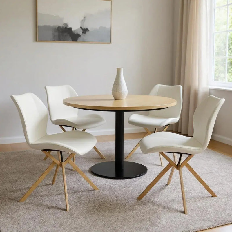 Set of Four White and Gold Faux Leather Dining Side Chairs Homeroots Kitchen & Dining