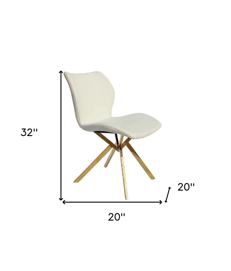 Set of Four White and Gold Faux Leather Dining Side Chairs Homeroots Kitchen & Dining
