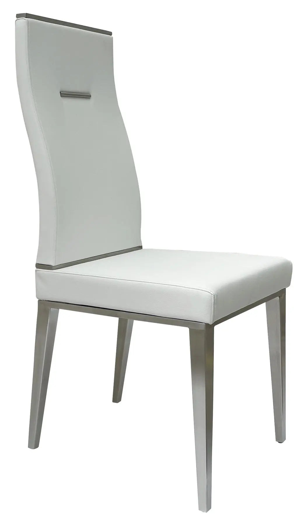 Set of Four White and Silver Upholstered Faux Leather Dining Side Chairs Homeroots Kitchen & Dining