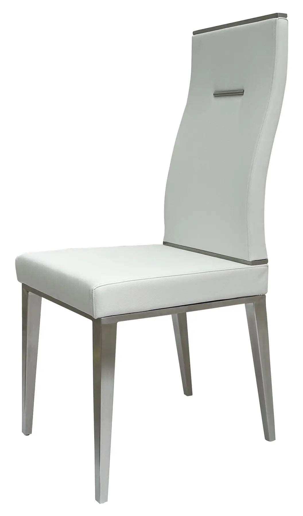 Set of Four White and Silver Upholstered Faux Leather Dining Side Chairs Homeroots Kitchen & Dining