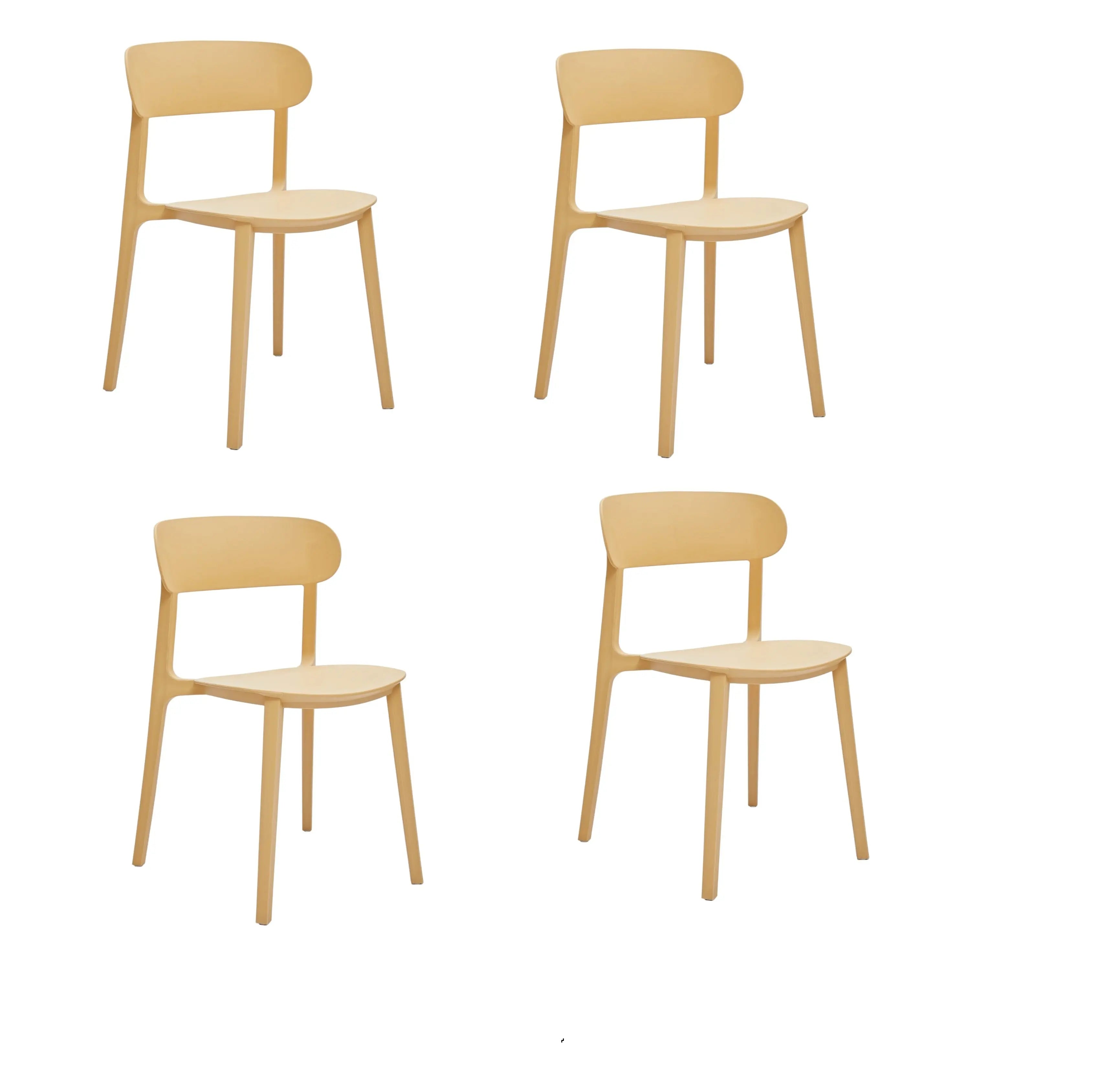 Set of Four Yellow Heavy Duty Plastic Open Back Dining Side Chairs Homeroots Kitchen & Dining
