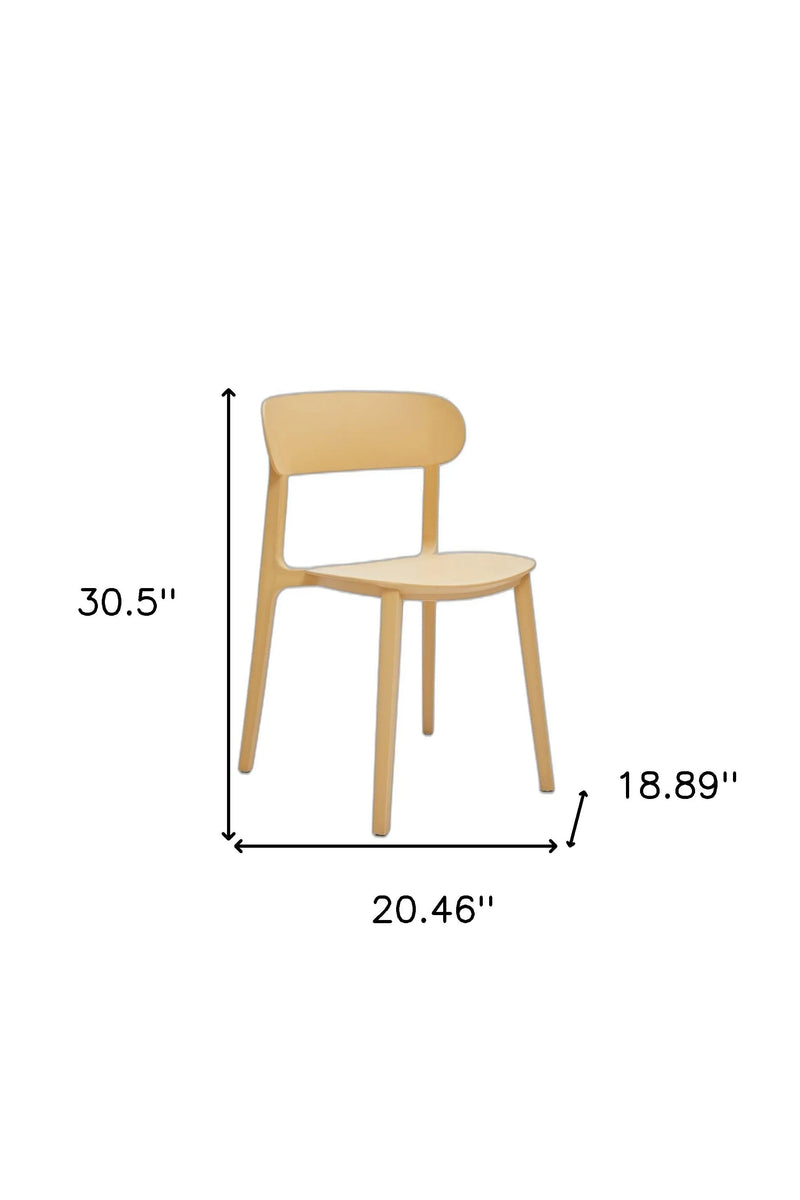 Set of Four Yellow Heavy Duty Plastic Open Back Dining Side Chairs Homeroots Kitchen & Dining