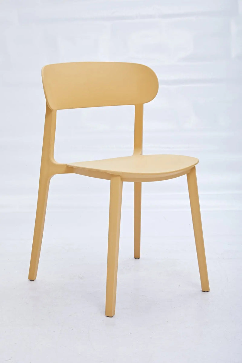 Set of Four Yellow Heavy Duty Plastic Open Back Dining Side Chairs Homeroots Kitchen & Dining