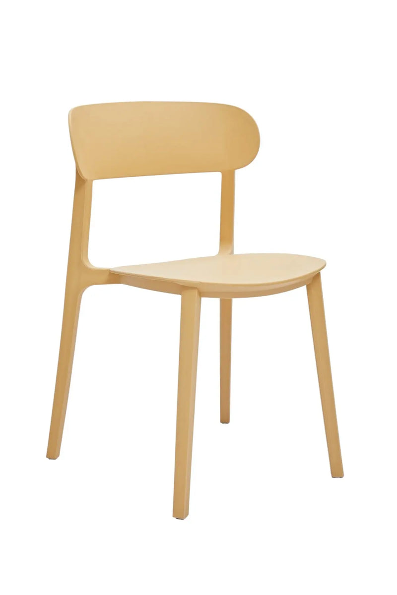 Set of Four Yellow Heavy Duty Plastic Open Back Dining Side Chairs Homeroots Kitchen & Dining
