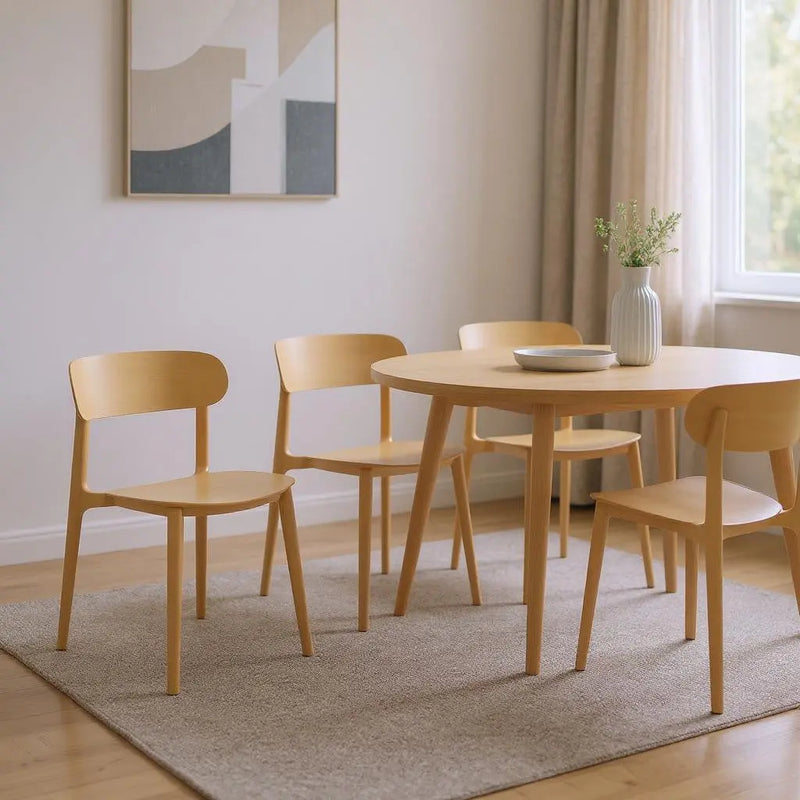 Set of Four Yellow Heavy Duty Plastic Open Back Dining Side Chairs Homeroots Kitchen & Dining