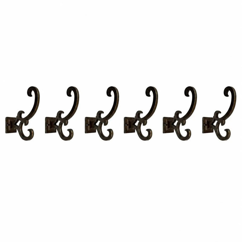 Set of Six Antiqued Bronze Cast Iron Scroll Wall Hooks Homeroots Organization