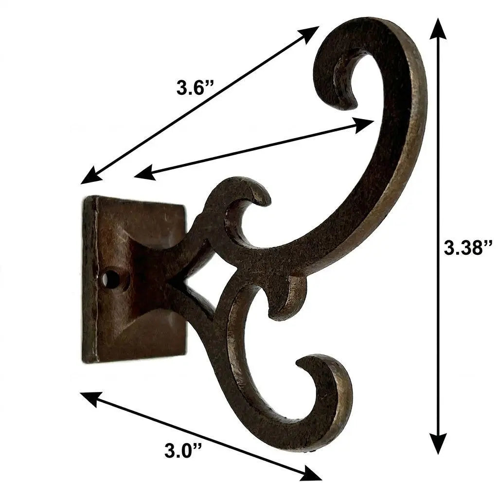 Set of Six Antiqued Bronze Cast Iron Scroll Wall Hooks Homeroots Organization