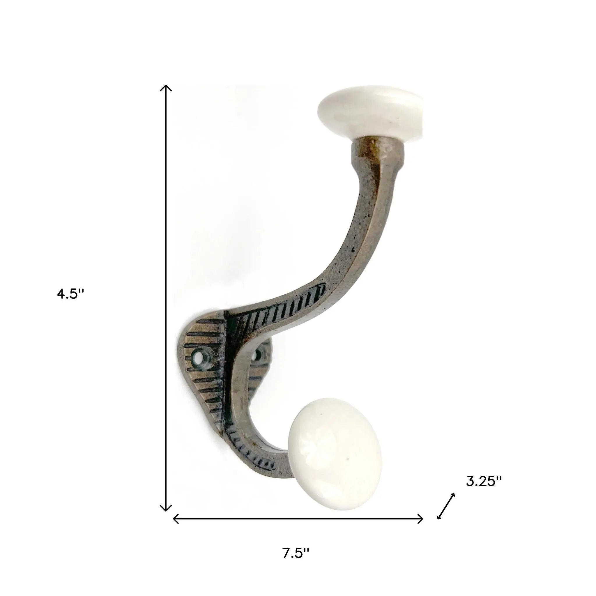 Set of Six Bronze And White Cast Iron And Ceramic Double Wall Hooks Homeroots Organization