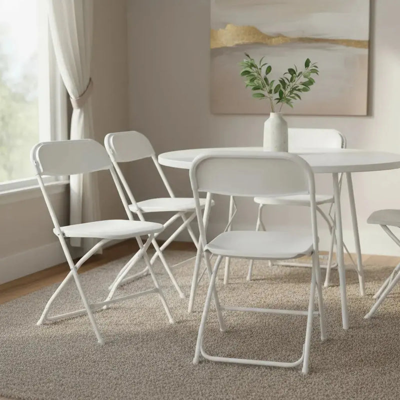 Set of Six White Metal Outdoor Folding Stacking Dining Chairs Homeroots Outdoor