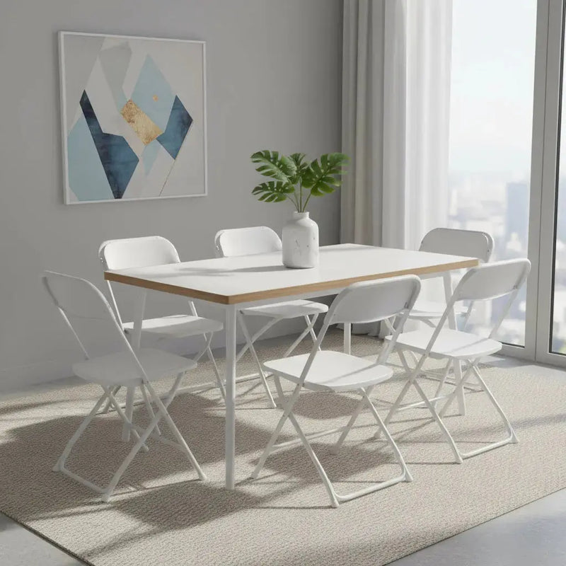 Set of Six White Metal Outdoor Folding Stacking Dining Chairs Homeroots Outdoor