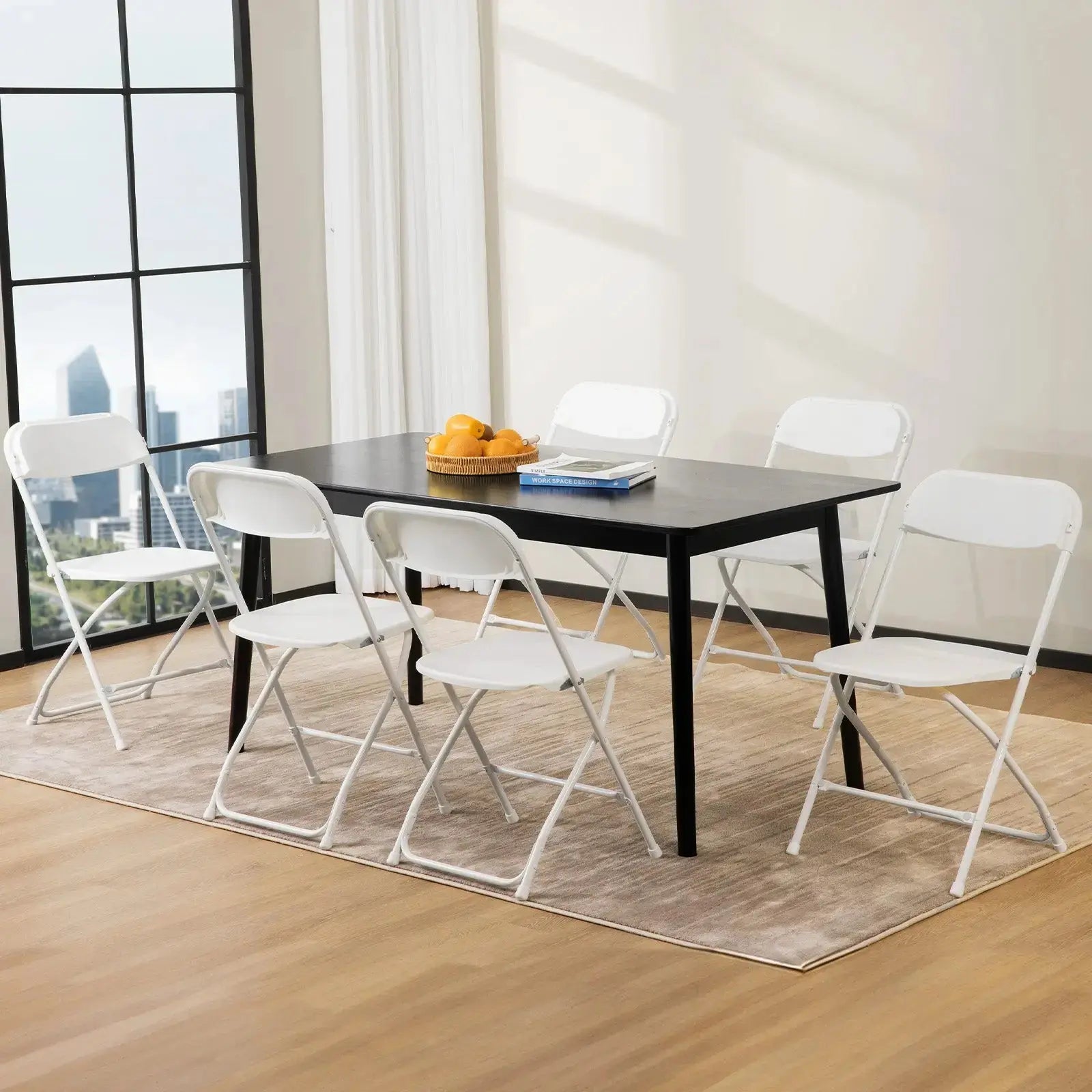 Set of Six White Metal Outdoor Folding Stacking Dining Chairs Homeroots Outdoor