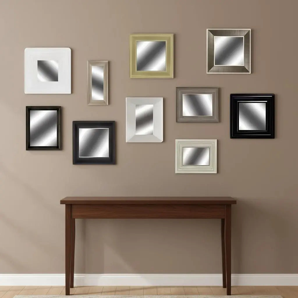 Set of Ten Brown And White Square And Rectangle Framed Mirror Set Homeroots Bed & Bath