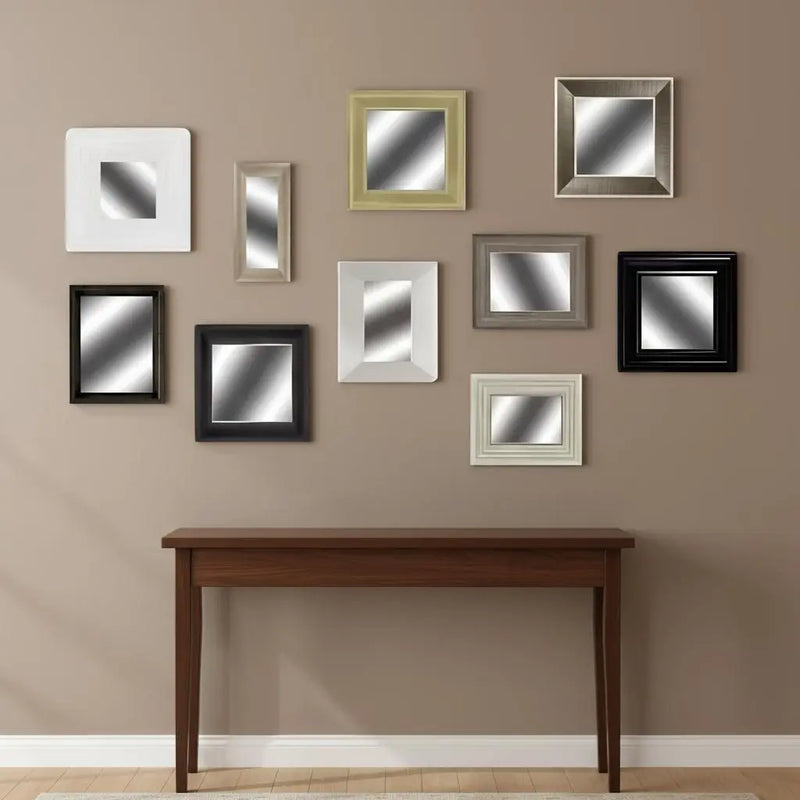 Set of Ten Brown And White Square And Rectangle Framed Mirror Set Homeroots Bed & Bath