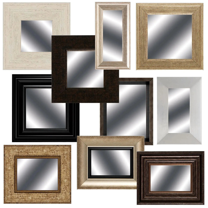 Set of Ten Brown And White Square And Rectangle Framed Mirror Set Homeroots Bed & Bath