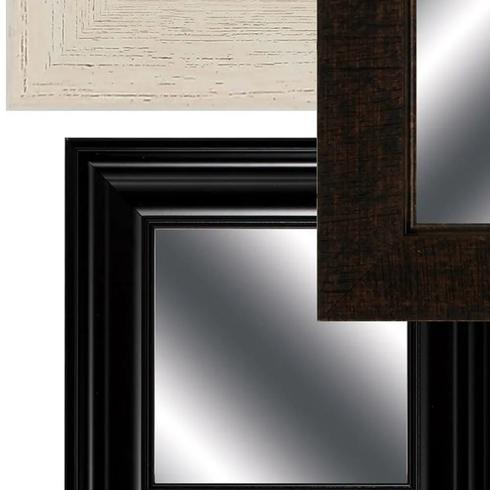 Set of Ten Brown And White Square And Rectangle Framed Mirror Set Homeroots Bed & Bath
