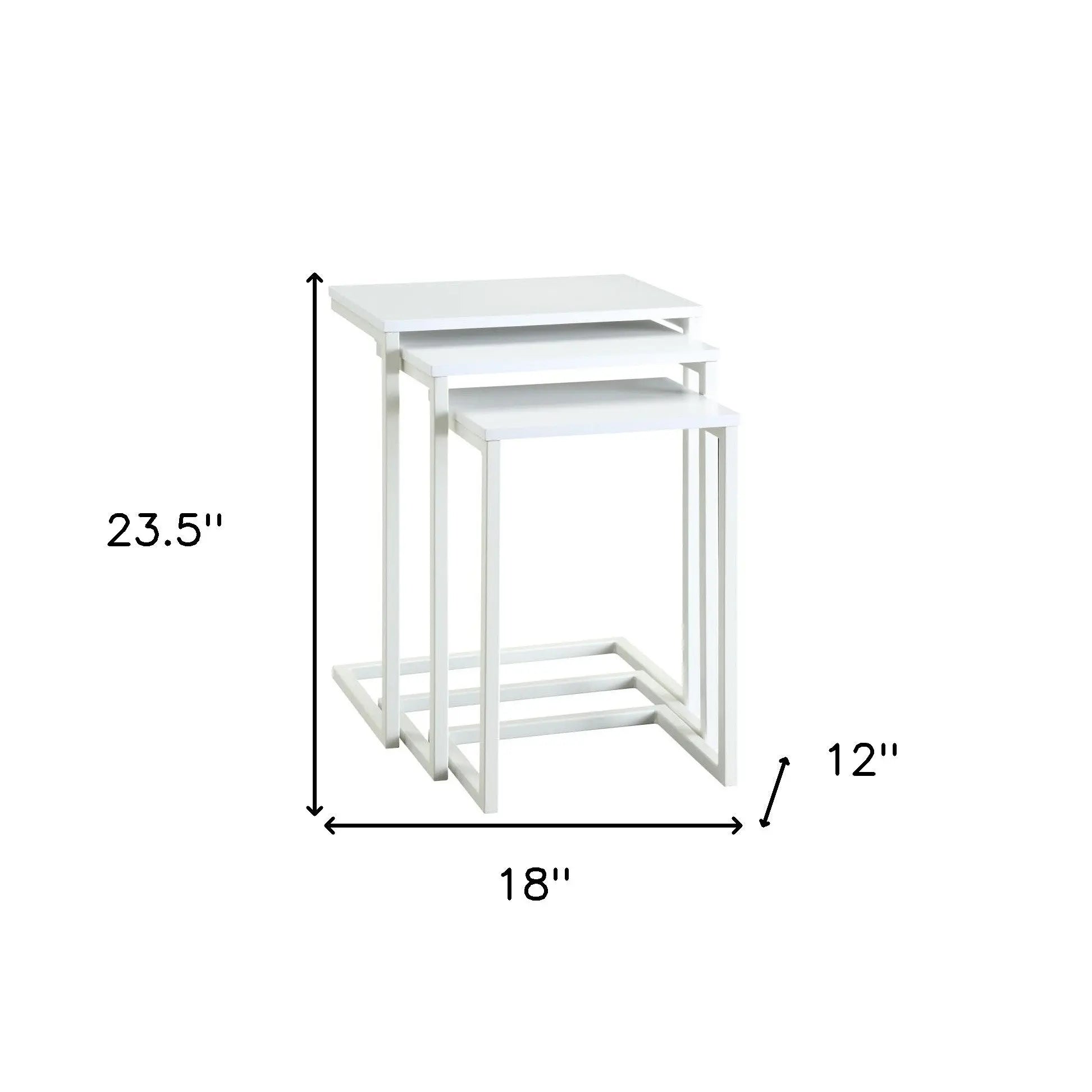 Set of Three 24" White Solid Wood And Steel Nested End Tables Homeroots Living Room