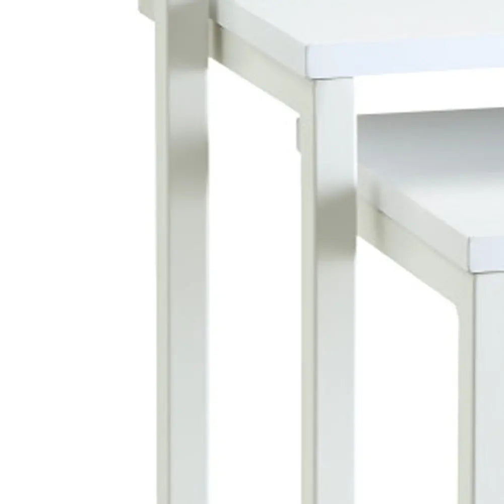 Set of Three 24" White Solid Wood And Steel Nested End Tables Homeroots Living Room