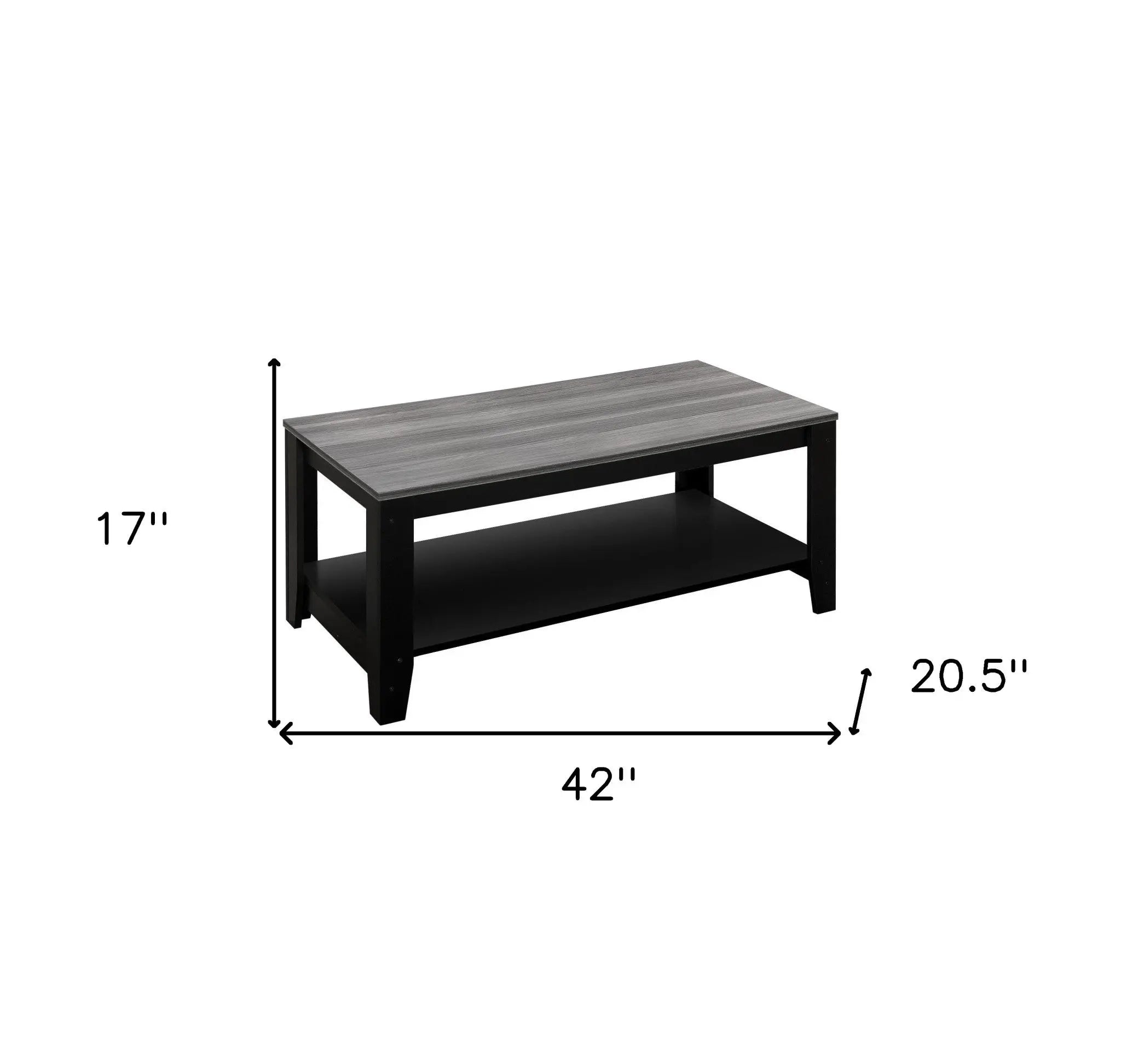Set of Three 42" Gray And Black Coffee Table With Shelf Homeroots Living Room