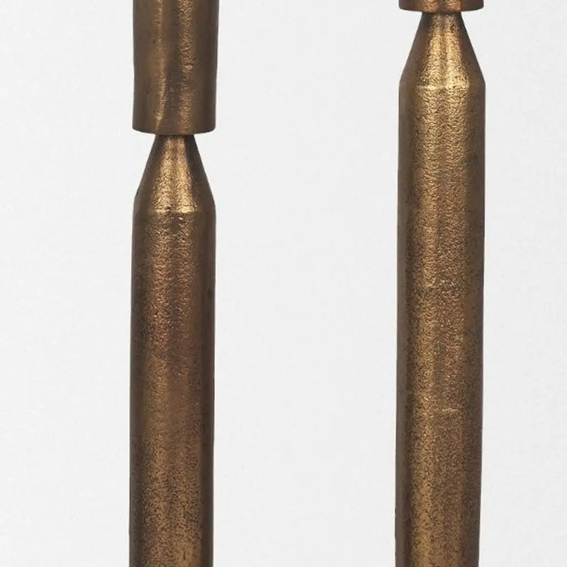 Set of Three Antiqued Brass Metal Tabletop Taper Candlesticks Homeroots Home Decor