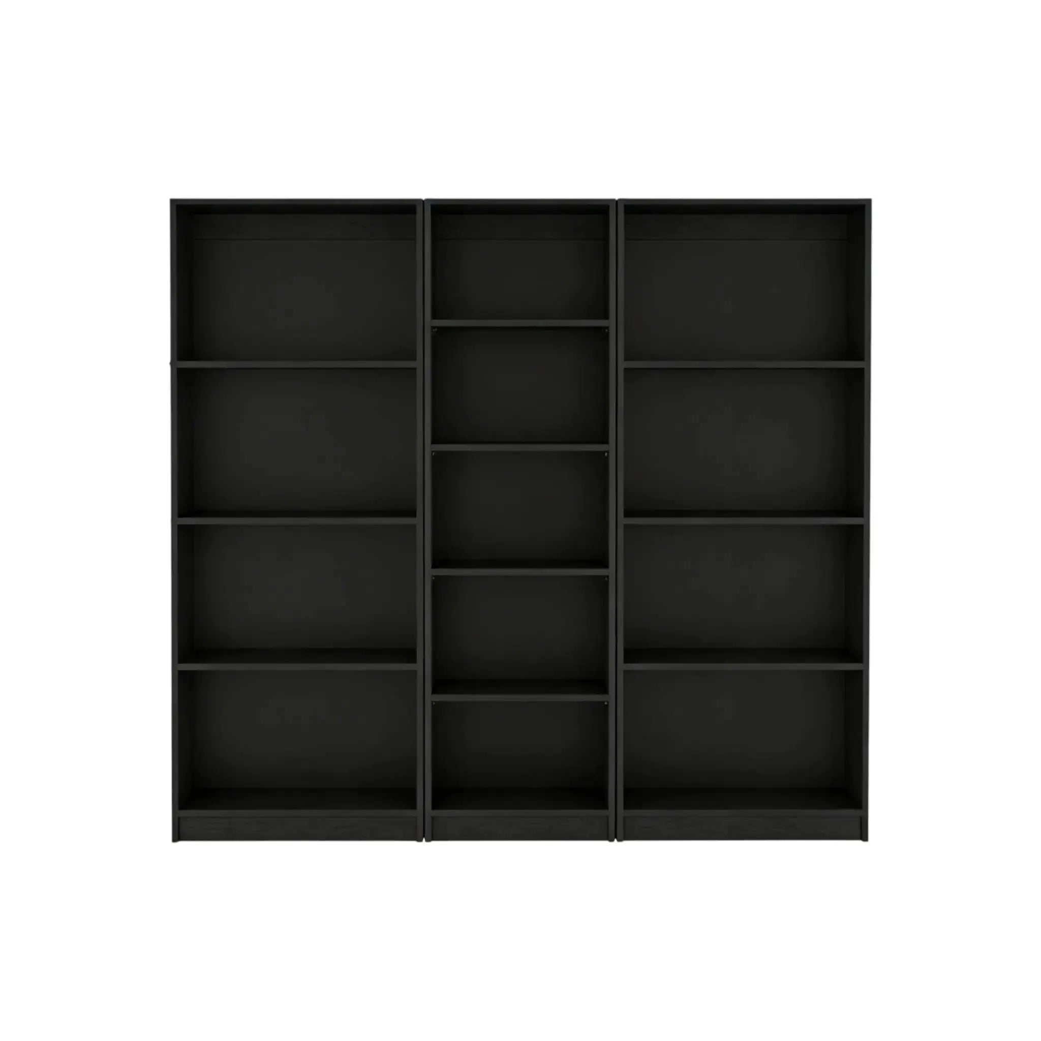Set of Three Black Wood Five Tier Bookcase Homeroots Office