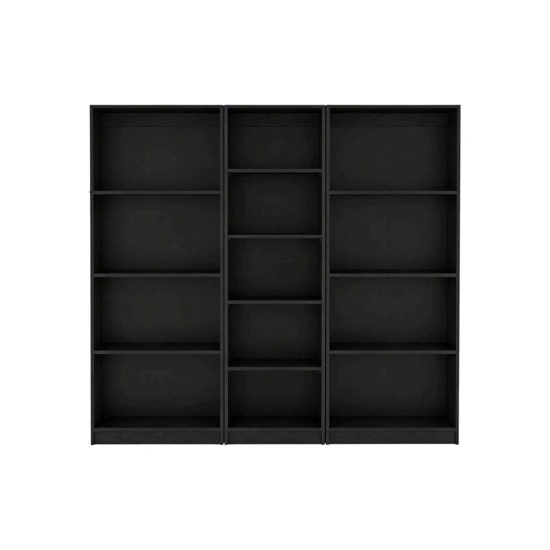 Set of Three Black Wood Five Tier Bookcase Homeroots Office