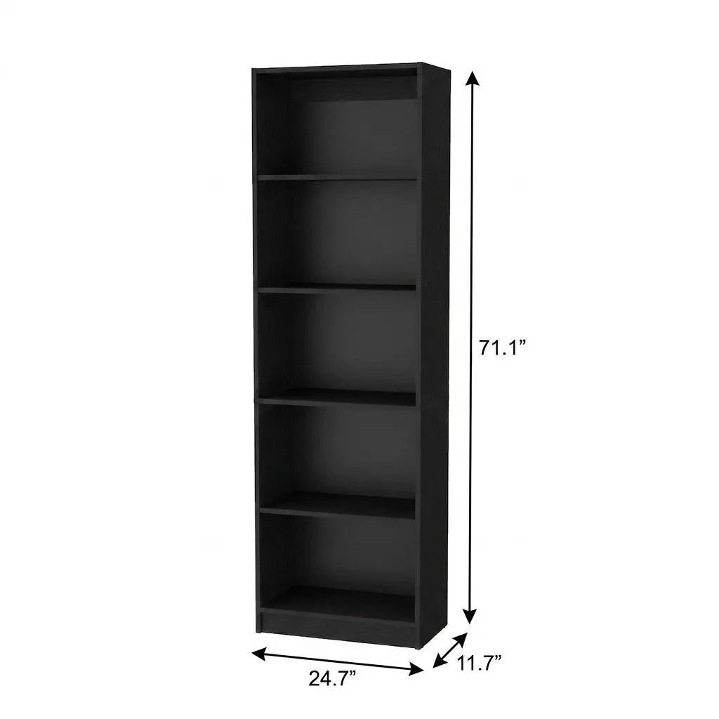Set of Three Black Wood Five Tier Bookcase Homeroots Office