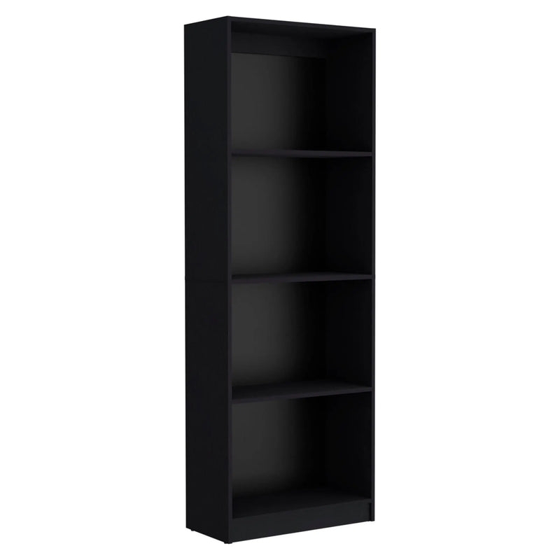 Set of Three Black Wood Five Tier Bookcase with Two Doors Homeroots Office