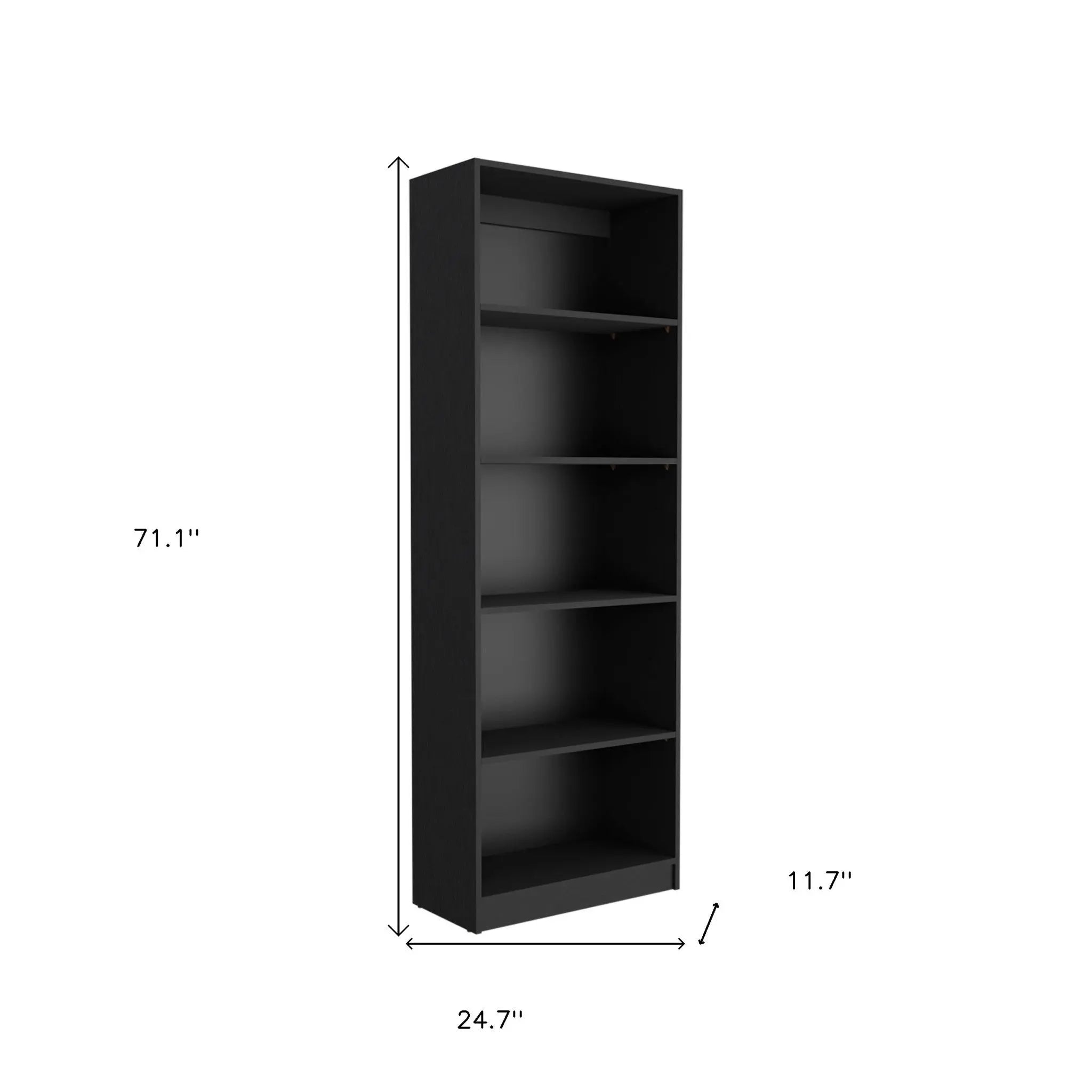 Set of Three Black Wood Five Tier Bookcase with Two Doors Homeroots Office