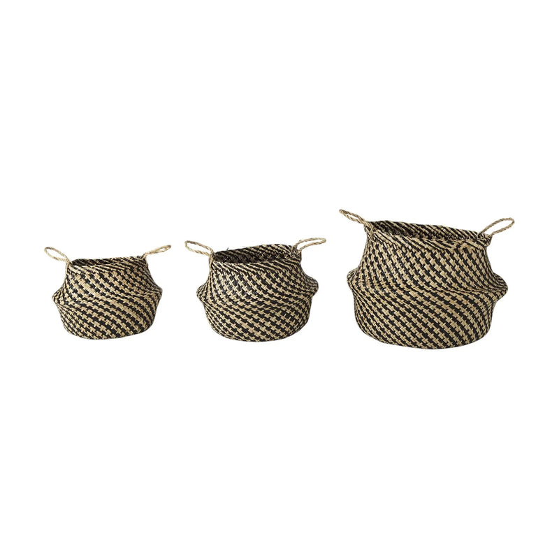 Set of Three Brown Nesting Water Hyacinth Basket Homeroots Office
