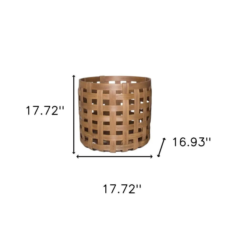 Set of Three Brown Solid Wood Basket Homeroots Office