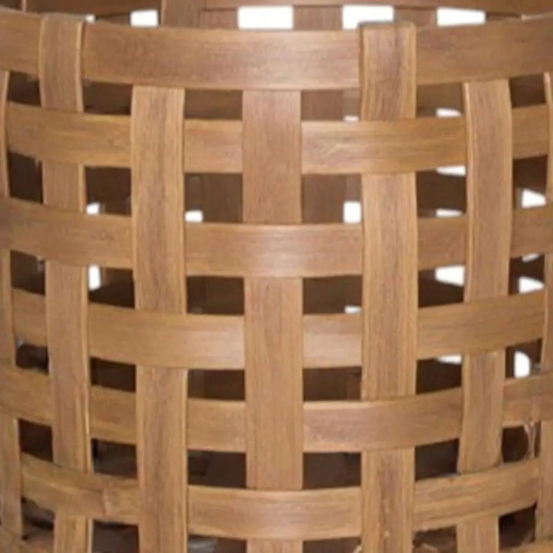 Set of Three Brown Solid Wood Basket Homeroots Office