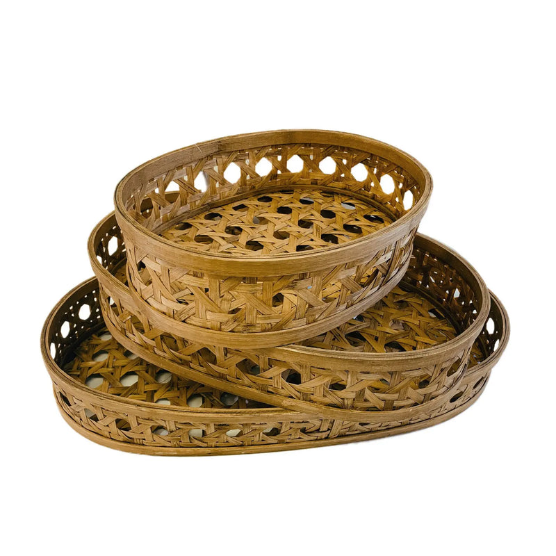 Set of Three Brown Solid Wood Basket Homeroots Office