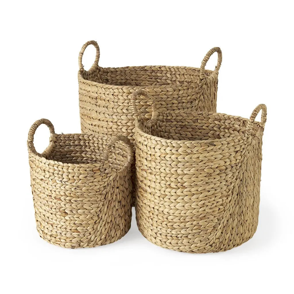 Set of Three Brown Wicker Basket - GreatEagleInc
