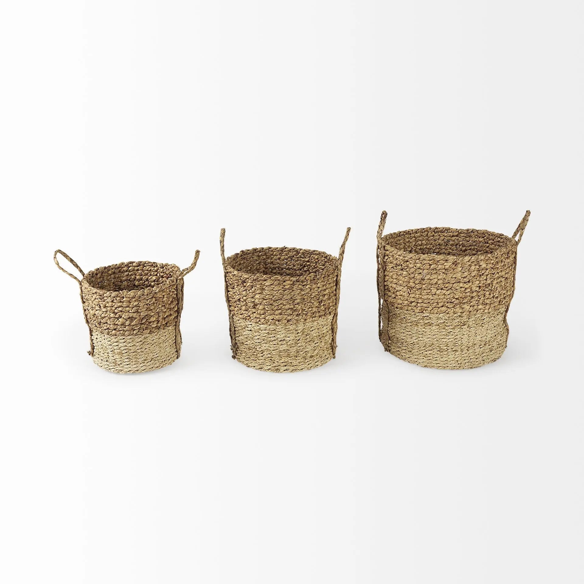 Set of Three Brown Wicker Basket Homeroots Office