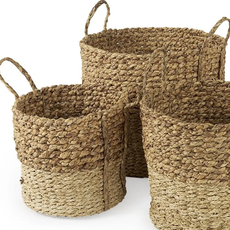 Set of Three Brown Wicker Basket Homeroots Office