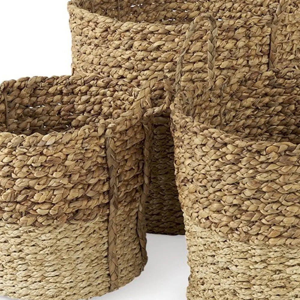 Set of Three Brown Wicker Basket Homeroots Office