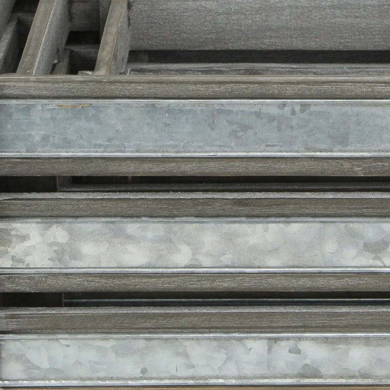 Set of Three Gray Nesting Solid Wood And Metal Crate Homeroots Office