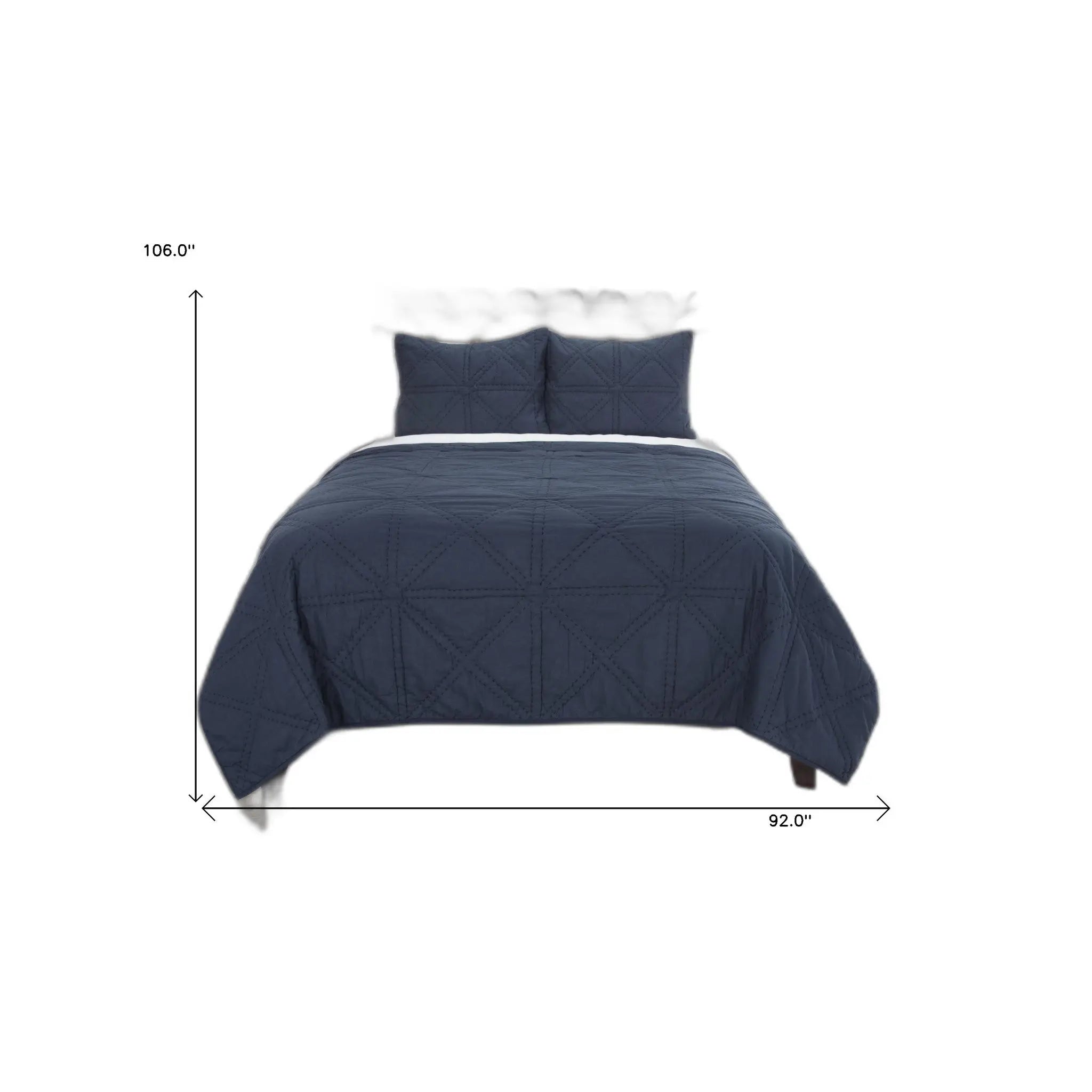 Set of Three Indigo Geometric King Quilt - GreatEagleInc
