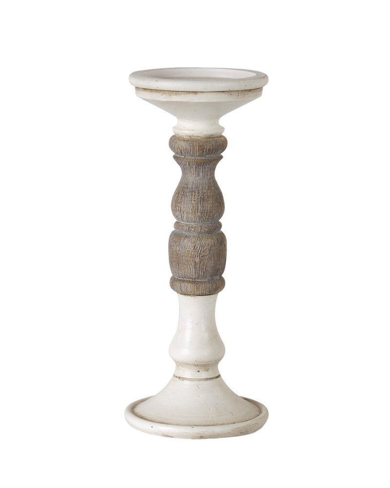 Set of Three Ivory and Natural Resin Tabletop Pillar Candle Holders Homeroots Home Decor