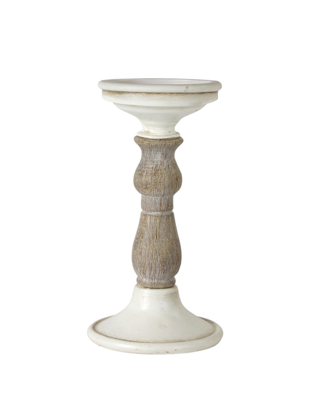 Set of Three Ivory and Natural Resin Tabletop Pillar Candle Holders Homeroots Home Decor