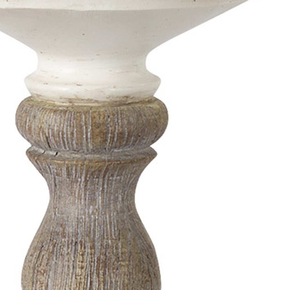 Set of Three Ivory and Natural Resin Tabletop Pillar Candle Holders Homeroots Home Decor