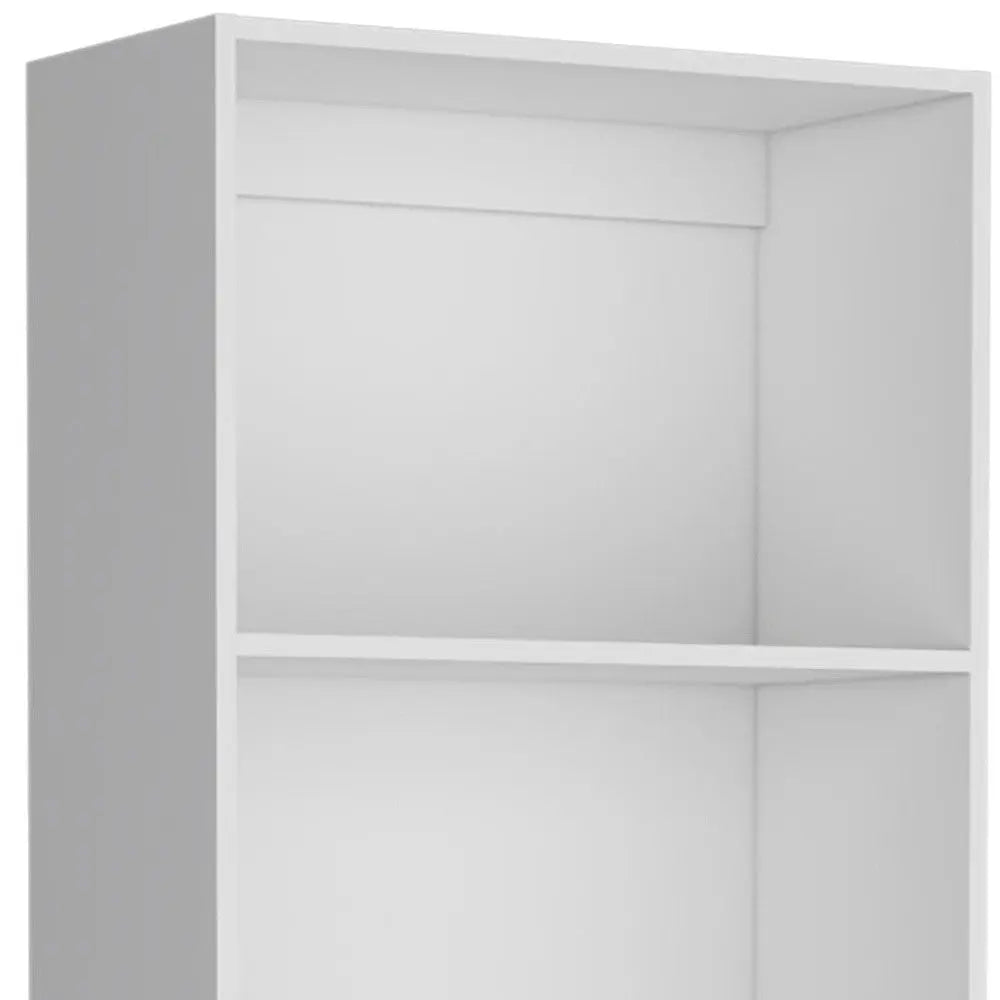 Set of Three White Wood Eleven Tier Modular Bookcase with Two Doors Homeroots Office